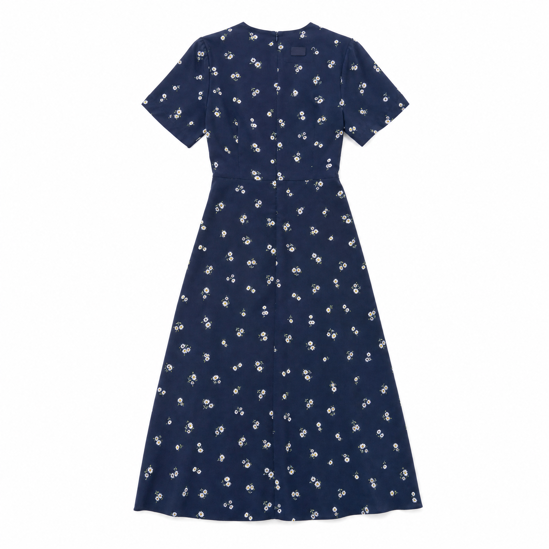 Floral Print Midi Wrap Dress — Navy