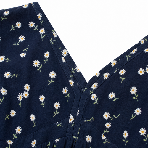Floral Print Midi Wrap Dress — Navy